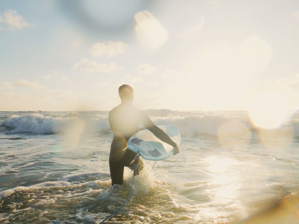 Photo coucher de soleil surf